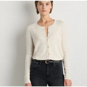 Mongolian Cashmere Cardigan Sweater Ivory Size S